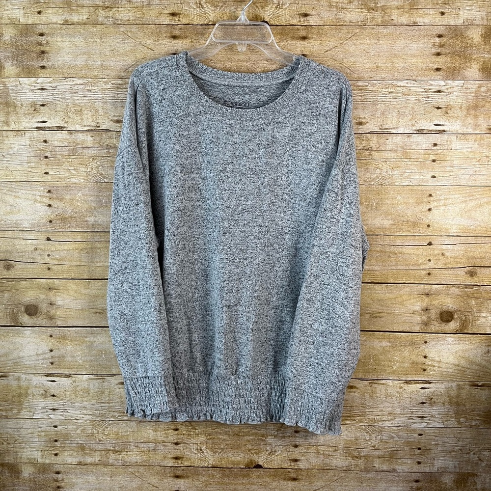 Torrid Relaxed Fit Super Soft Plush Drop Shoulder Smocked Bottom Sweater Top EUC - Picture 5 of 8